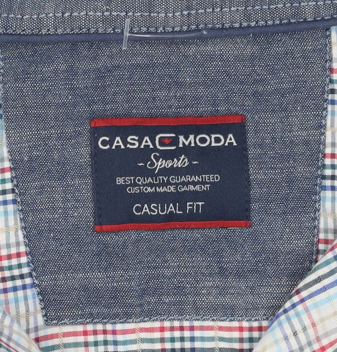 Casa Moda Men's Multicoloured Plaid Shirt, Size 14