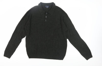 Dockers Men's Green Collared Pullover Jumper, L