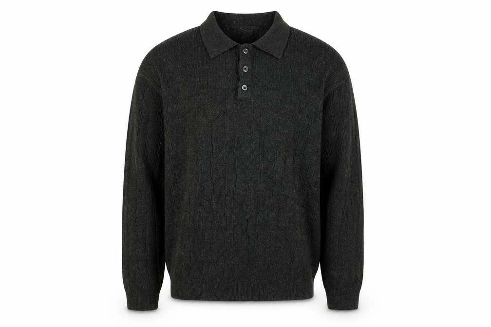 Dockers Men's Green Collared Pullover Jumper, L