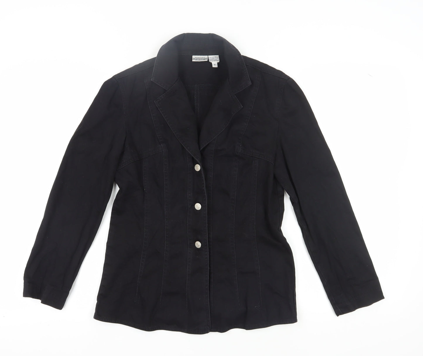 Jeanology Women's Black Collared Button-Up Shirt 8
