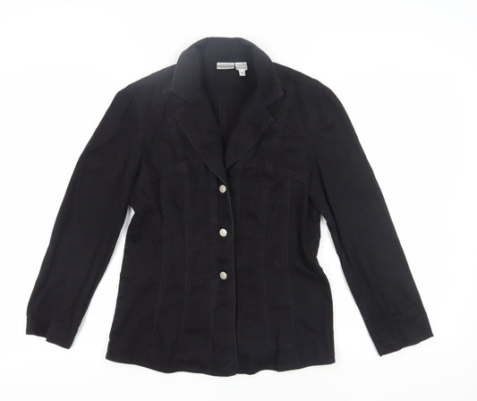 Jeanology Women's Black Collared Button-Up Shirt 8