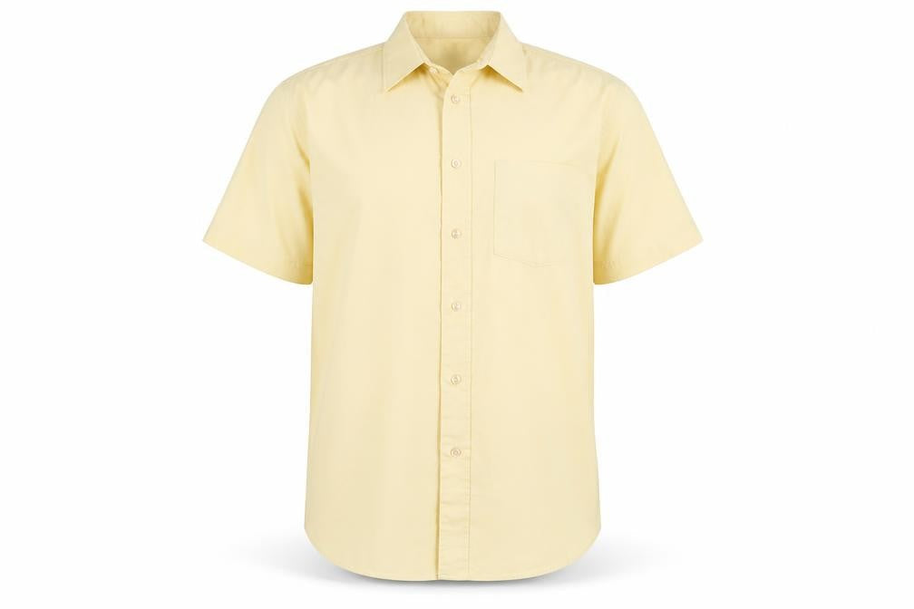 Henley Men's Beige Short Sleeve Button-Up Shirt