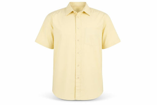 Henley Men's Beige Short Sleeve Button-Up Shirt