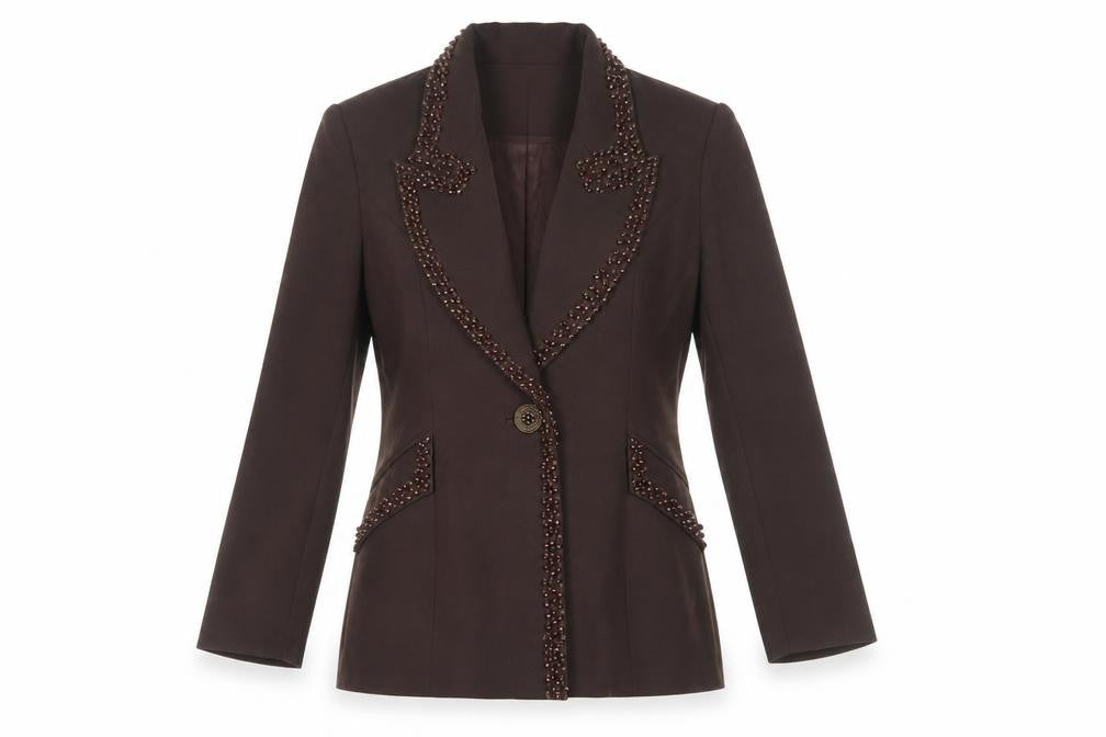 CHAMPAGNE Women's Brown Blazer Size 8 Formal