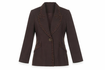 CHAMPAGNE Women's Brown Blazer Size 8 Formal