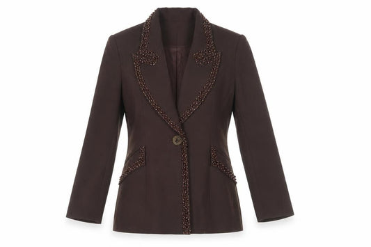 CHAMPAGNE Women's Brown Blazer Size 8 Formal