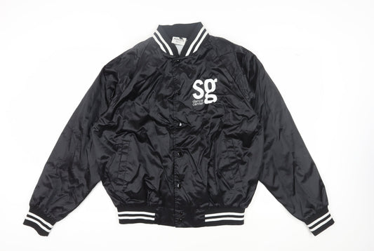 Augusta Unisex Black Varsity Jacket L Nylon Snap