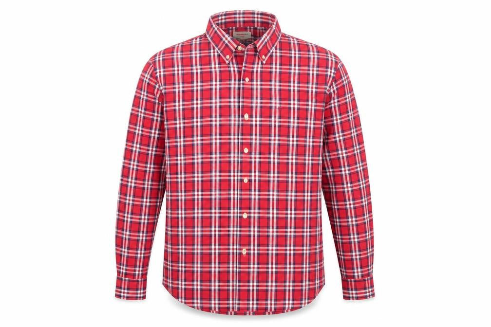 Dockers Men's Red Plaid Long Sleeve Shirt M
