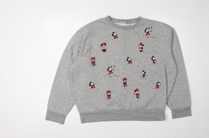 Preloved Disney Women's Grey Mickey & Minnie Sweatshirt M - Front