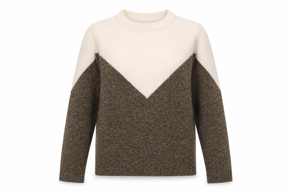 Vero Moda Women's Beige Brown Geometric Pullover Jumper