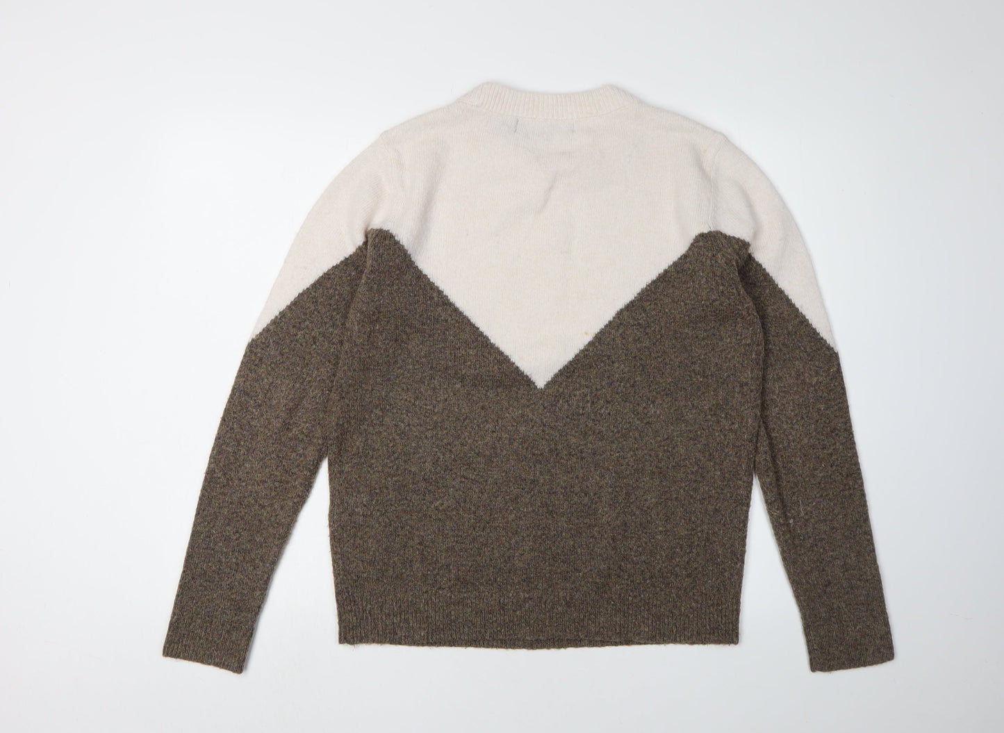 Vero Moda Women's Beige Brown Geometric Pullover Jumper