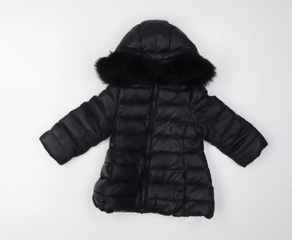 Additional front view of Benetton girls’ black puffer jacket 1-2 years