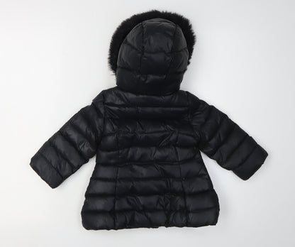 Back view of Benetton girls’ black puffer jacket 1-2 years