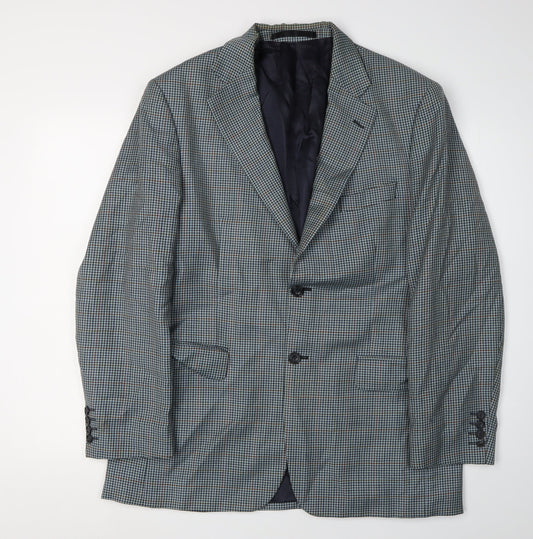 Marks and Spencer Men's Blue Check Wool Blazer 40R
