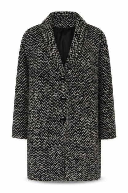 Phase Eight Women's Black Geometric Button Coat Size 16