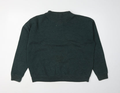 Jack Wills Women's Green V-Neck Pullover Sweatshirt