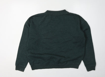 Jack Wills Women's Green V-Neck Pullover Sweatshirt