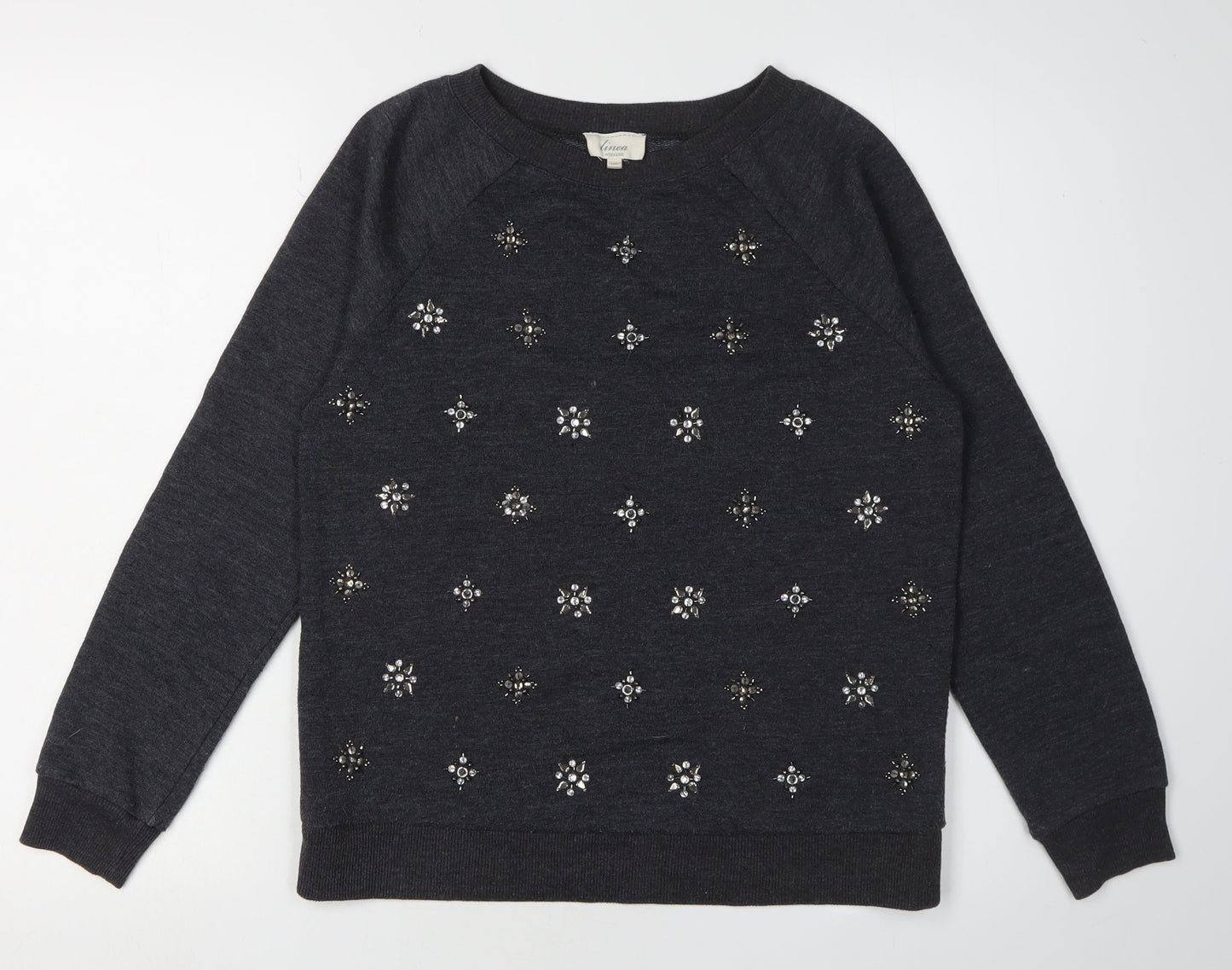 Linea Women's Black Embroidered Pullover Sweatshirt Size 10