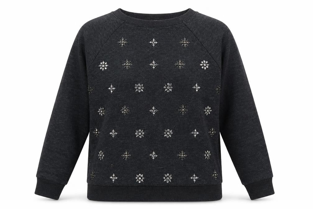 Linea Women's Black Embroidered Pullover Sweatshirt Size 10