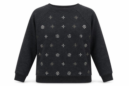 Linea Women's Black Embroidered Pullover Sweatshirt Size 10