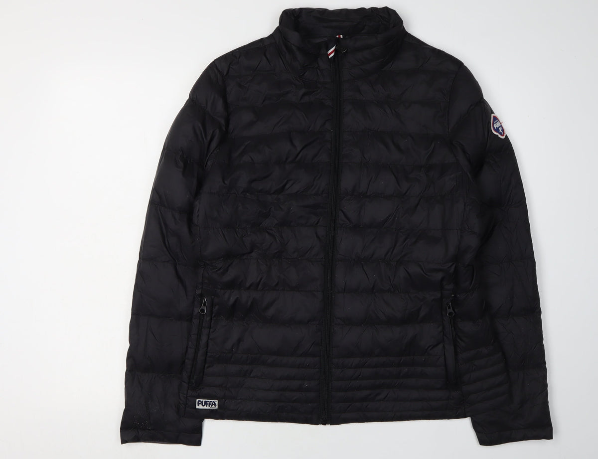 Additional front view of Puffa boys’ black puffer jacket l lightweight insulated