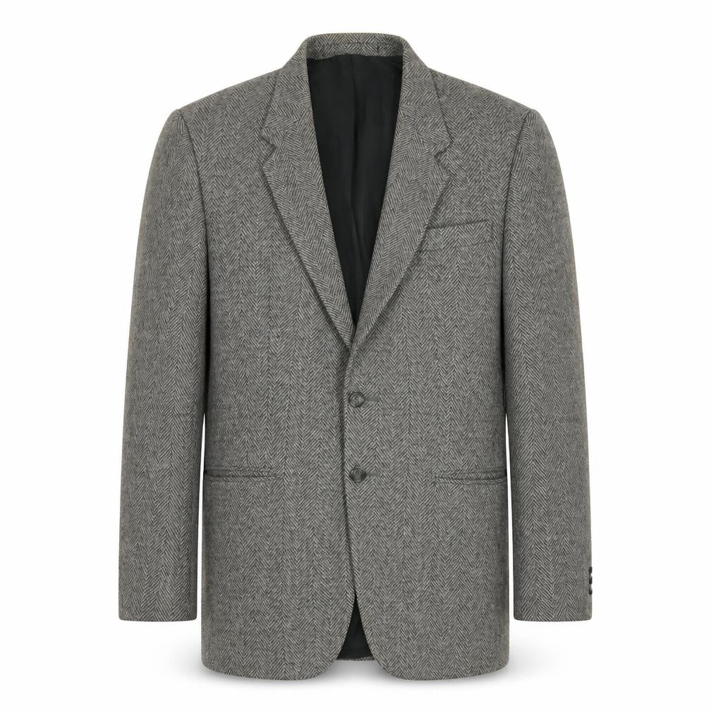 St Michael Men's Grey Wool Blazer, Size 38R, Herringbone