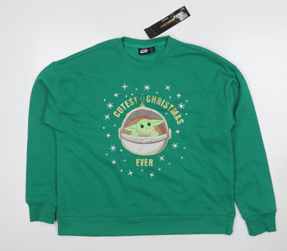 Front view of Star Wars Women's Green 12-14 Christmas Pullover Sweatshirt