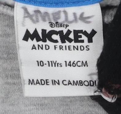 Preloved Disney Boys Grey Donald Duck Cartoon Pullover Sweatshirt 10-11 Years - Detail