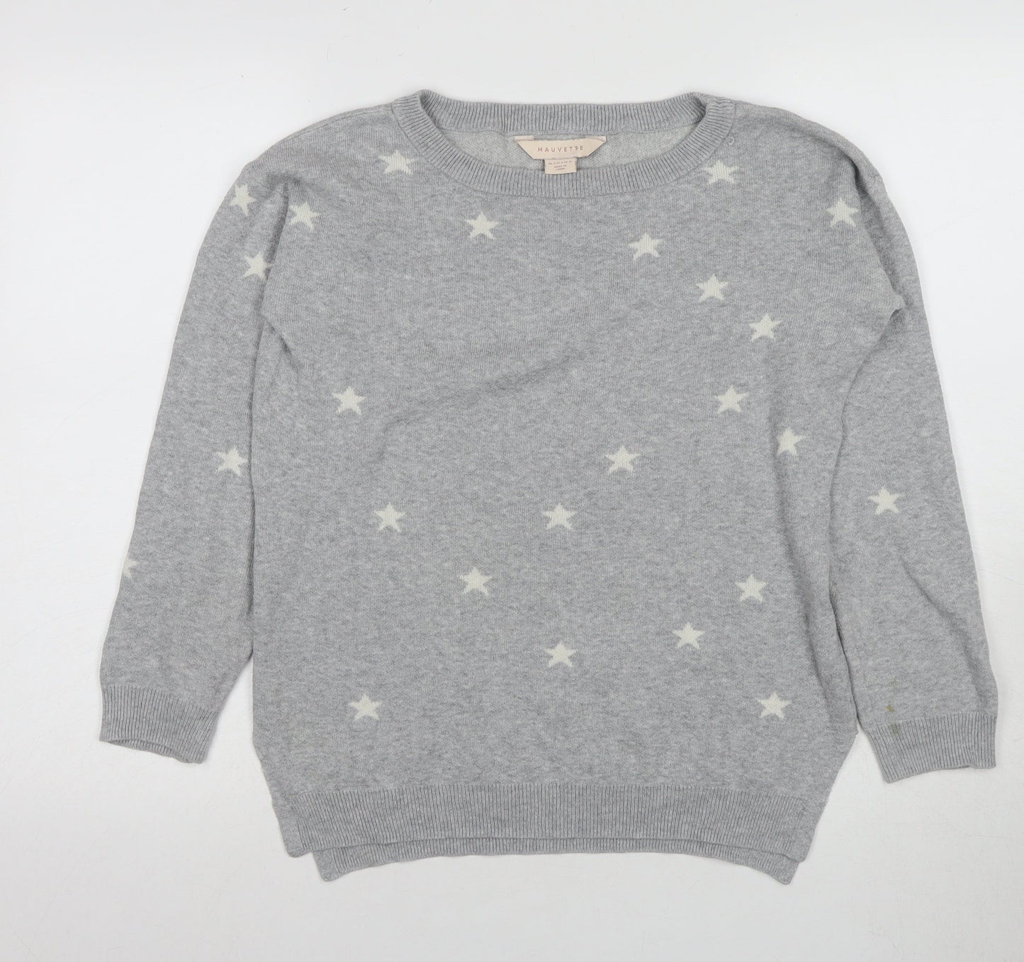 Mauvette Women's Grey Stars Pullover Jumper Size 8