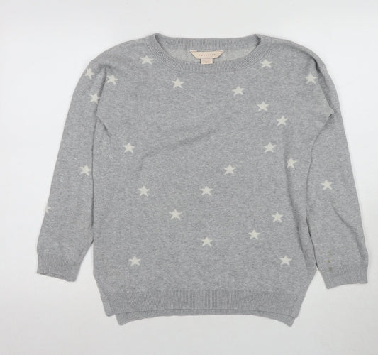 Mauvette Women's Grey Stars Pullover Jumper Size 8