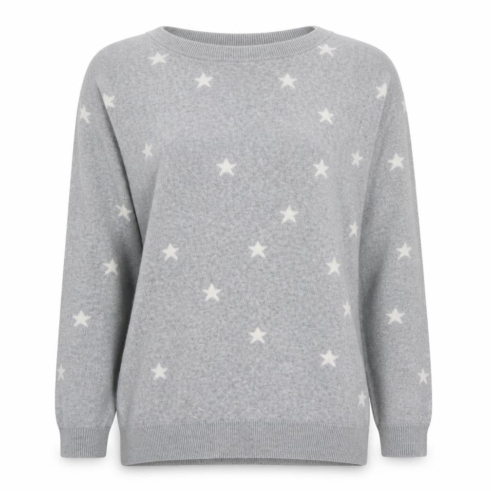 Mauvette Women's Grey Stars Pullover Jumper Size 8