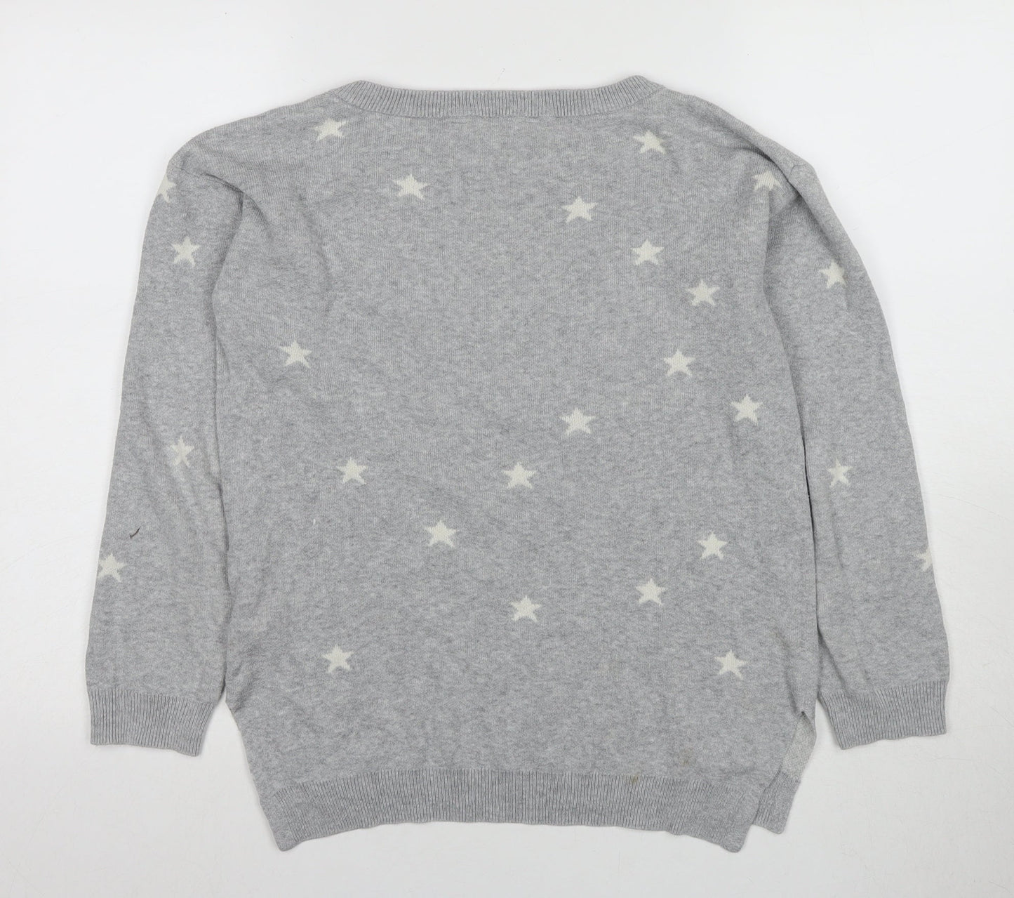 Mauvette Women's Grey Stars Pullover Jumper Size 8