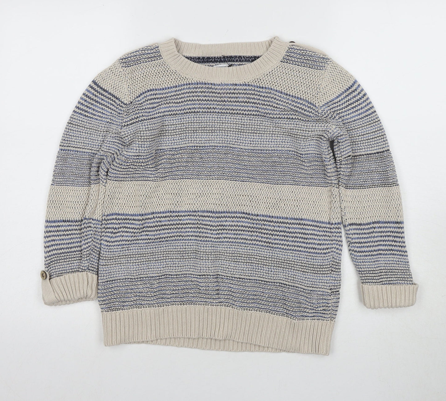 Moulinette & True Women's Beige Striped Pullover Jumper Size 12