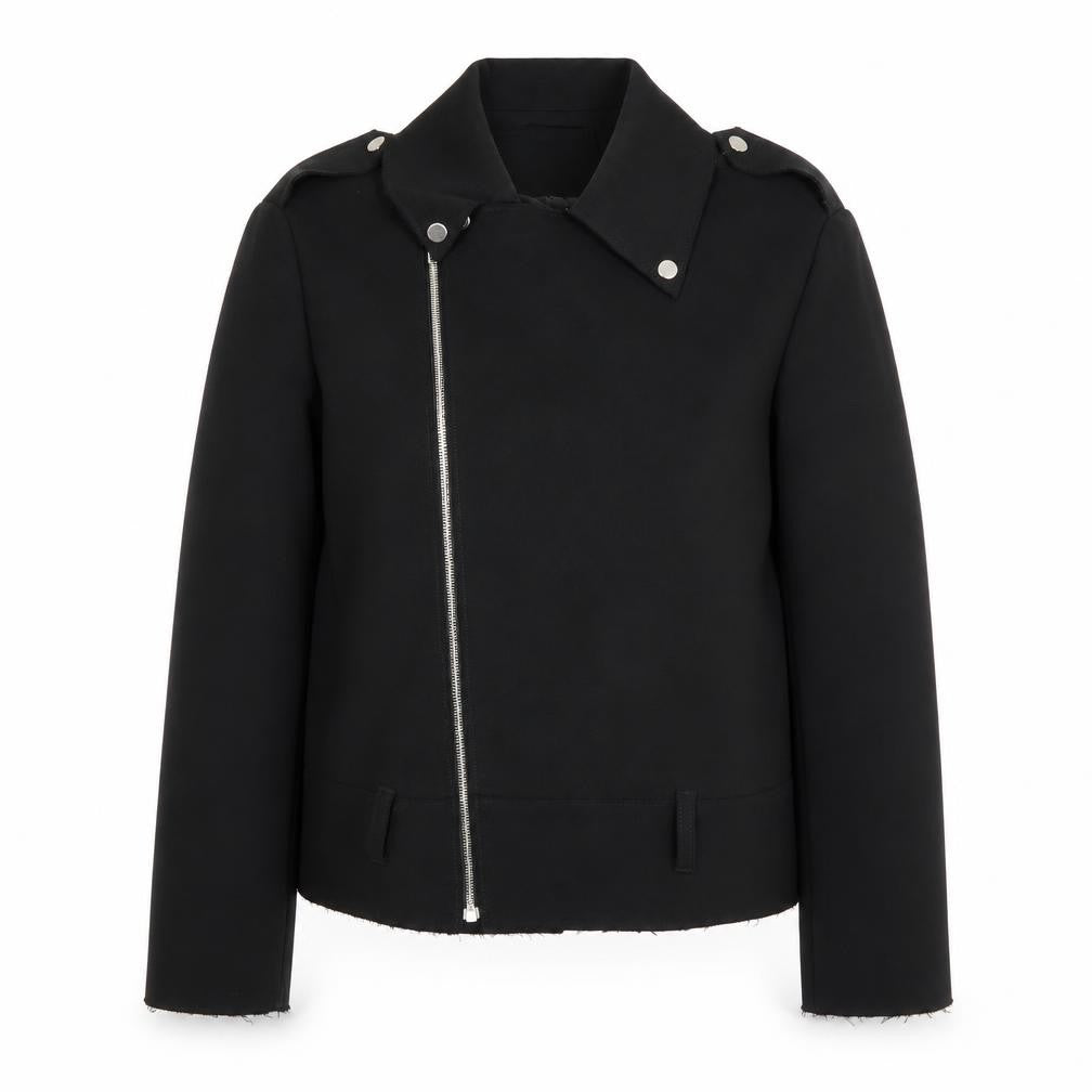 MSGM Women's Black Motorcycle Jacket - Slim Fit, M