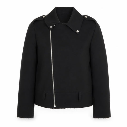 MSGM Women's Black Motorcycle Jacket - Slim Fit, M