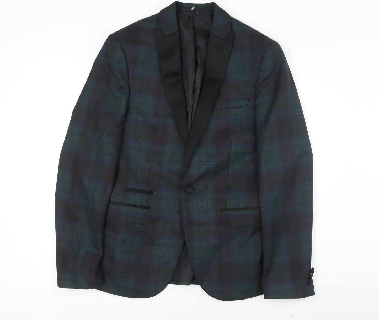 Marks and Spencer Men's Black, Green Super Slim Tuxedo Blazer 38R