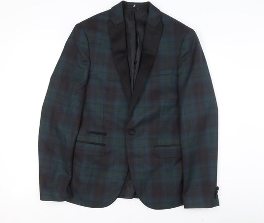 Marks and Spencer Men's Black, Green Super Slim Tuxedo Blazer 38R