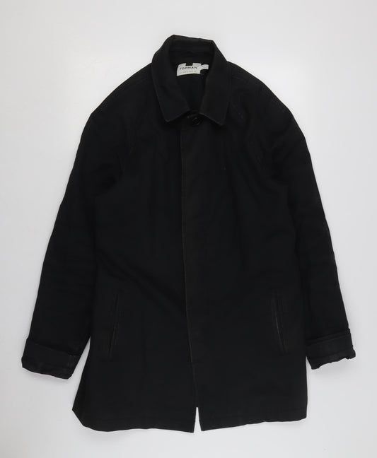 Topman Men's Black S Overcoat with Point Collar
