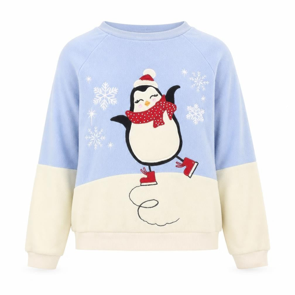 Joe Boxer Women's Blue Pullover Penguin Sweatshirt M