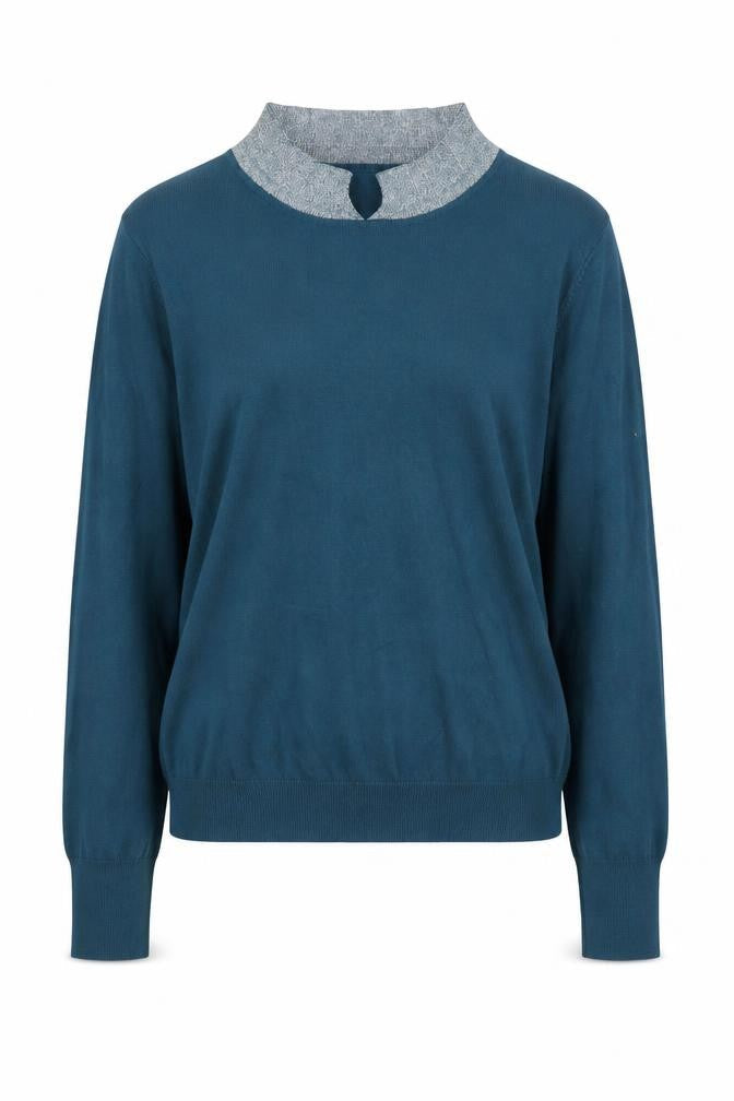 Oasis Women's Blue Mock Neck Pullover Jumper Medium