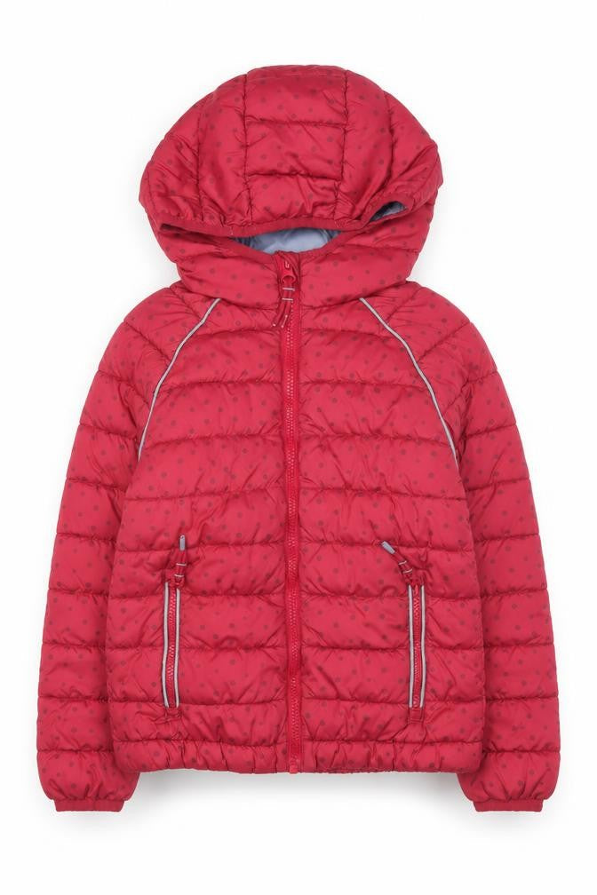 Fatface Girls Red Polka Dot Puffer Jacket 7-8 Years