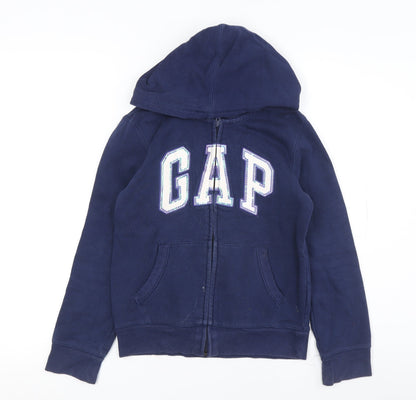 Additional front view of Gap girls’ blue hoodie, size 10, full zip, casual logo
