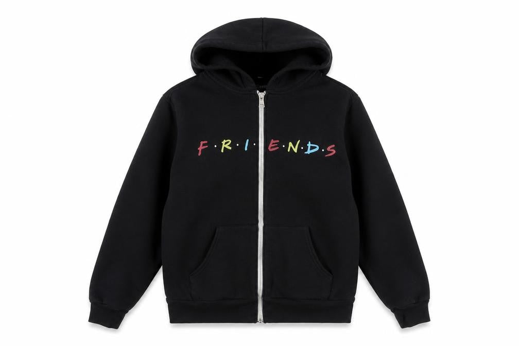 Gildan Friends Black Unisex Hoodie, Size S, Full Zip