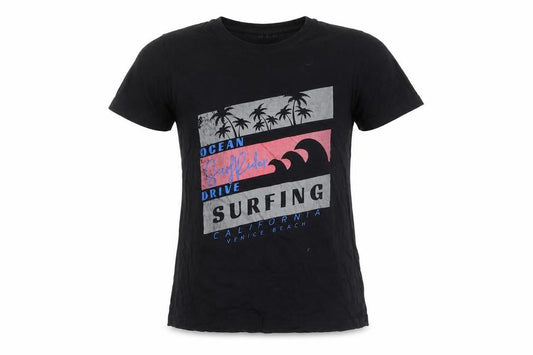 Front view of Yantra Black Cotton unisex t-shirt - summer casual m