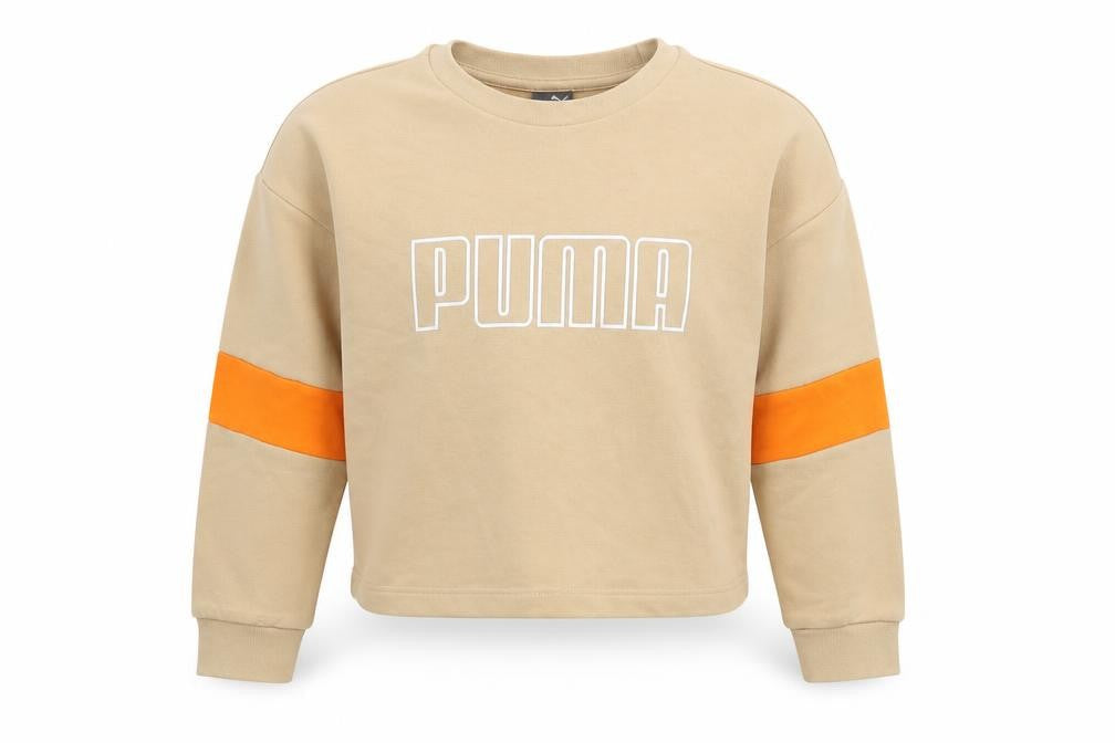Puma Girls Beige Sweatshirt 9-10Y Graphic Pullover Top