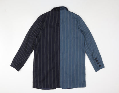 Back view of Missguided Women's Blue/Black Pinstripe Suit Jacket UK 4