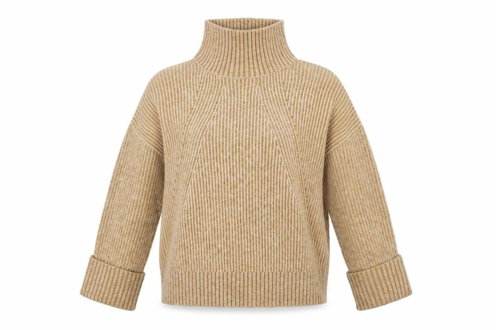 Topshop Women Beige XS High Neck Pullover Jumper