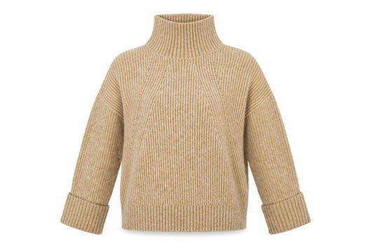 Topshop Women Beige XS High Neck Pullover Jumper