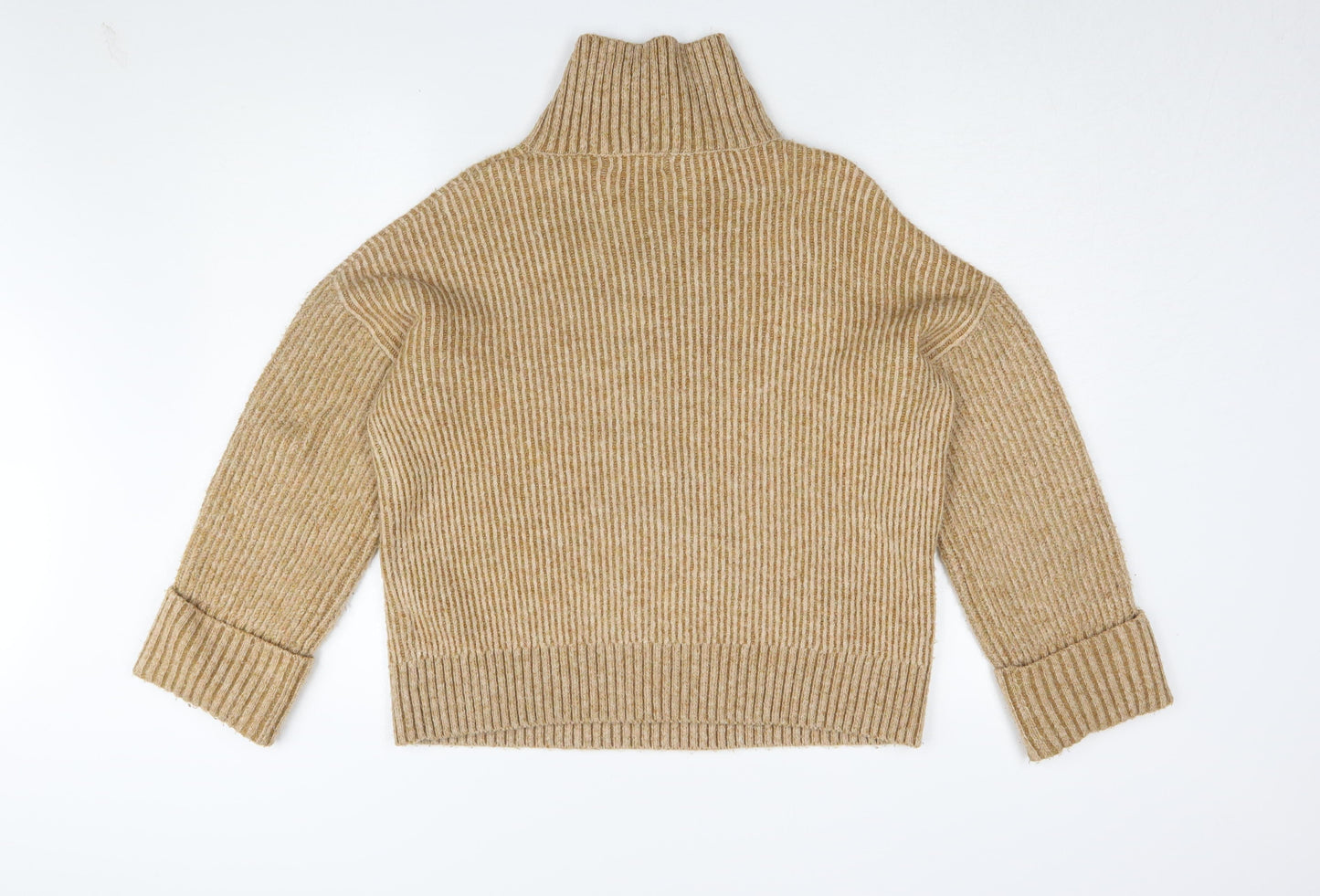 Topshop Women Beige XS High Neck Pullover Jumper