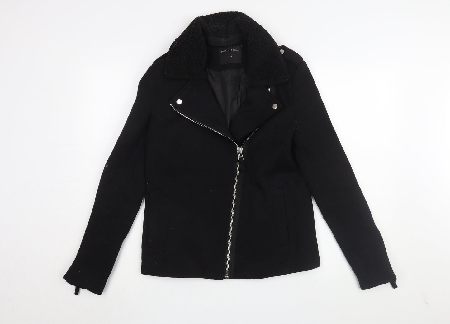 Dorothy Perkins Women's Black Wool Moto Jacket S